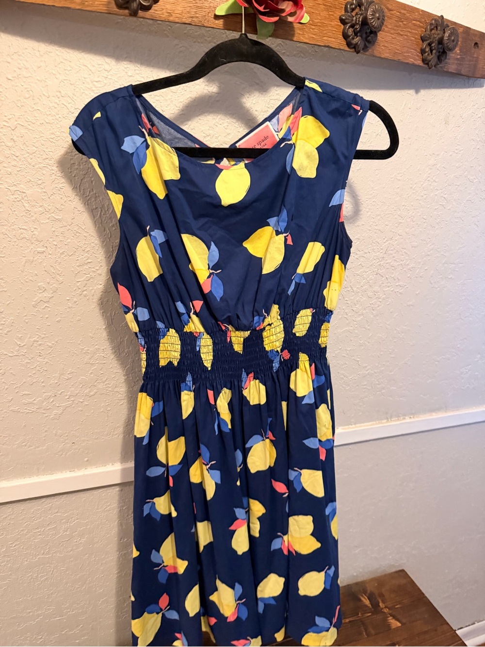 kate spade Navy Lemon-Print Sleeveless Midi Dress